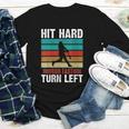 Women's Retro Hit Hard Run Fast Turn Left Baseball Lover Youth Long Sleeve Tee
