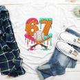 67 Ice Cream Drip Baseball Number 67 Player 67th Birthday Youth Long Sleeve Tee