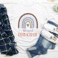 Blessed Principal Back To School Boho Rainbow Premium Tri-Blend Youth Long Sleeve Tee