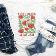 First Grade Is My Jam Boho Floral Strawberry Back To School Youth Long Sleeve Tee