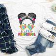 Hello Preschool Messy Bun Tie Dye Back To School Girls Kids Youth Long Sleeve Tee