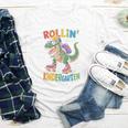 T Rex Rollin Into Kindergarten Back To School First Day Boys Youth Long Sleeve Tee T Rex Rollin Into Kindergarten Back To School First Day Boys Youth Long Sleeve Tee