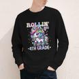 4th Grade Back To School First Day Girls Rollin Unicorn Youth Long Sleeve Tee