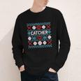 Baseball Catcher Ugly Christmas Sweater Pattern Sports Xmas Youth Long Sleeve Tee