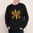 Bow Pencil Leopard First Day Of School Back To School Youth Long Sleeve Tee