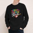 First Grade Rocks Colorful Back To School Guitar Youth Long Sleeve Tee