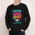 HUGvyn I Survived 100 Days Baseball Teacher Ice Cream Drip Youth Long Sleeve Tee