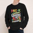 Pre-K Where The Adventure Begins First Day & Back To School Youth Long Sleeve Tee Pre-K Where The Adventure Begins First Day & Back To School Youth Long Sleeve Tee