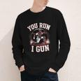 You Run I Gun Baseball Catcher Softball Player Youth Long Sleeve Tee