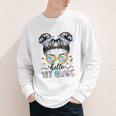 Hello 1st Grade Messy Bun Girl Back To School First Day Youth Long Sleeve Tee Hello 1st Grade Messy Bun Girl Back To School First Day Youth Long Sleeve Tee