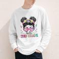 Hello 2nd Grade Messy Bun Girl Back To School First Day Youth Long Sleeve Tee Hello 2nd Grade Messy Bun Girl Back To School First Day Youth Long Sleeve Tee