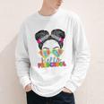 Hello Preschool Messy Bun Tie Dye Back To School Girls Kids Youth Long Sleeve Tee