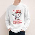 Hit Hard Run Fast Turn Left Baseball Player Premium Tri-Blend Youth Long Sleeve Tee
