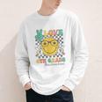 Peace Love 4th Grade Cute Smile Face Back To School Girls Youth Long Sleeve Tee