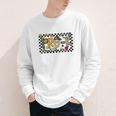 Retro Checkered Back To School Pre K Dude Cute Kid Preschool Youth Long Sleeve Tee