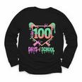 100 Days Of School Baseball Ice Cream Drip 100th Day Player Youth Long Sleeve Tee