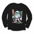Baseball Character Cartoon Batter Drip Style Women Men Youth Long Sleeve Tee