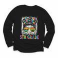 Bruh I'm In 5th Grade Back To School Messy Bun Tie Dye Headb Youth Long Sleeve Tee