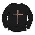 Cross Baseball Bats Christian Faith Sports Coach Pitcher Youth Long Sleeve Tee