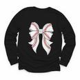 Cute Baseball Coquette Bow For Women Girls Baseball Mama Mom Youth Long Sleeve Tee Cute Baseball Coquette Bow For Women Girls Baseball Mama Mom Youth Long Sleeve Tee