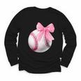 Cute Coquette Baseball Pink Bow Player & Fan Girls Youth Long Sleeve Tee Cute Coquette Baseball Pink Bow Player & Fan Girls Youth Long Sleeve Tee