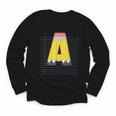 Cute Yellow School Pencil Alphabet Letter A Back To School Youth Long Sleeve Tee