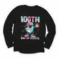 Dabbing Drippy 100th Days Of School Baseball Ice Cream Drip Youth Long Sleeve Tee