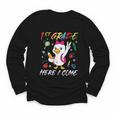 Girls Goose 1st Grade Here I Come Back To School Kids Youth Long Sleeve Tee Girls Goose 1st Grade Here I Come Back To School Kids Youth Long Sleeve Tee