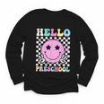 Hello Preschool Groovy Back To School Pre-K Team Girls Kids Youth Long Sleeve Tee