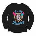 It's My 6th Birthday Baseball Fan Fun Party Celebration Youth Long Sleeve Tee