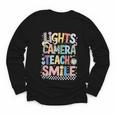 Lights Camera Teach Smile Back To School Awesome Learners Youth Long Sleeve Tee