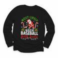 Most Likely To Play Baseball With Santa Christmas Pajamas Youth Long Sleeve Tee Most Likely To Play Baseball With Santa Christmas Pajamas Youth Long Sleeve Tee