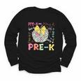 Pre-K Typography First Day Back To School Leopard Apple Youth Long Sleeve Tee Pre-K Typography First Day Back To School Leopard Apple Youth Long Sleeve Tee