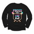 Proud Mom Baseball Player Number 15 Ice Cream Drip Youth Long Sleeve Tee