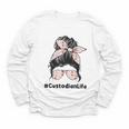 Custodian Life Messy Bun Hair Glasses Leopard Back To School Youth Long Sleeve Tee Custodian Life Messy Bun Hair Glasses Leopard Back To School Youth Long Sleeve Tee