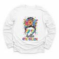 Hello 4th Grade Messy Bun Girls Back To School First Day Youth Long Sleeve Tee Hello 4th Grade Messy Bun Girls Back To School First Day Youth Long Sleeve Tee