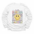 Hello Kindergarten Hippie Smile Face Back To School Youth Long Sleeve Tee Hello Kindergarten Hippie Smile Face Back To School Youth Long Sleeve Tee