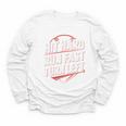Hit Hard Run Fast Turn Left Baseball Fan Red Graphic Youth Long Sleeve Tee