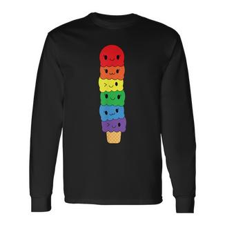Kawaii Gay アイスクリーム Lgbt プライド レインボー プライド 月間 長袖Tシャツ - Kawaiitshirt