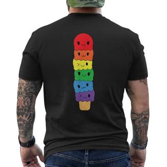 Kawaii Gay アイスクリーム Lgbt プライド レインボー プライド 月間 メンズTシャツ バックプリント - Kawaiitshirt