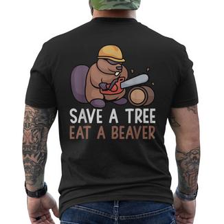 Sauvez Un Arbre Mangez Un Castor Barrage Drôle D'amant De T-shirt imprimé au dos - Cadeauxyz