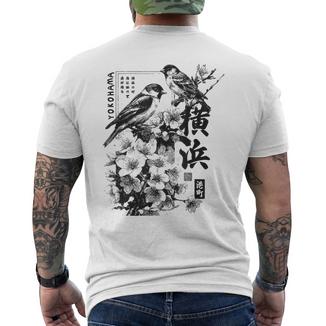 Yokohama Japon Haiku Cerisier Fleur D'oiseaux Japonais T-shirt imprimé au dos - Cadeauxyz