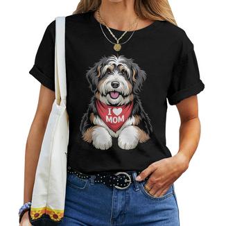 I Love Mom Bernedoodle Lover Dog Mother's Day Women T-shirt | Mazezy