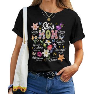 She Is Mom Bible Verses Christian Boho Floral Mother's Day Women T-shirt | Mazezy