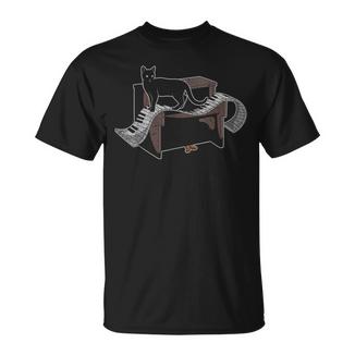 Animal Musicien Le Chat Pianiste Piano T-Shirt - Cadeauxyz