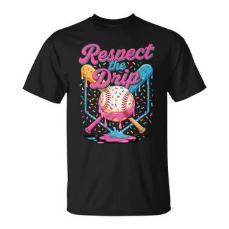 Baseball Mom Dad Son Ice Cream Drip Respect The Drip T-Shirt - Thegiftio