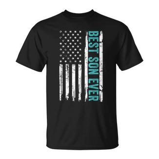 Best Son Ever Us American Flag Fathers Day From Mom Dad T-Shirt - Monsterry