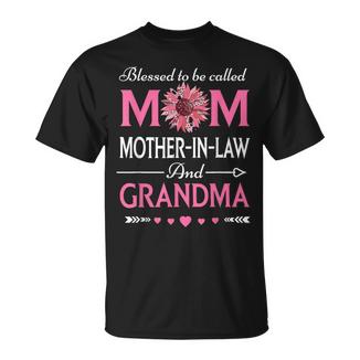 Blessed To Be Called Mom Mother-In-Law And Grandma Women T-Shirt - Thegiftio