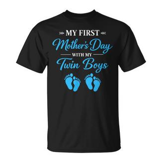 My First Twin Boys Mom T-Shirt - Monsterry