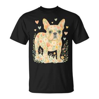 French Bulldog Floral Cute Frenchie Lover Dog Mom T-Shirt - Thegiftio